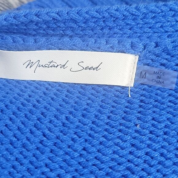 MUSTARD SEED Blue Knitted Cardigan Size Medium - Picture 5 of 7